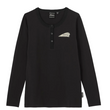 Load image into Gallery viewer, Women's Circle Block Logo Henley Long Sleeve T-Shirt, Black
