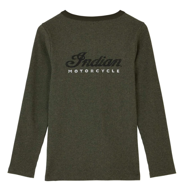 Women's Marl Script Henley Long Sleeve T-Shirt, Khaki