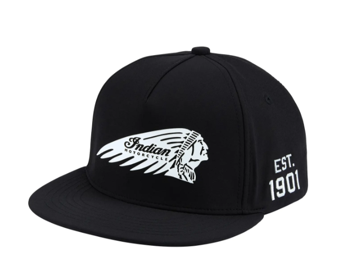 Headdress Flat Brim Cap, Black