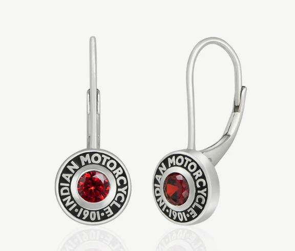 Rivet & Red Stone Drop Earrings