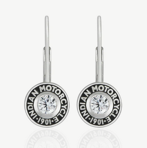 Rivet & White Stone Drop Earrings