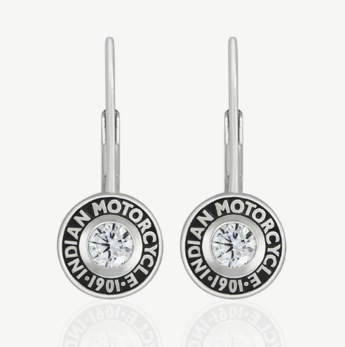 Rivet & White Stone Drop Earrings