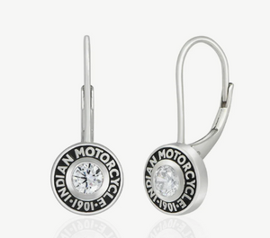 Rivet & White Stone Drop Earrings