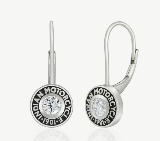 Rivet & White Stone Drop Earrings