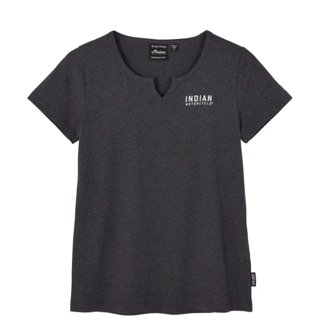 Women's Block Logo Notch Neck T-Shirt, Gray