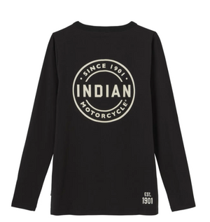 Women's Circle Block Logo Henley Long Sleeve T-Shirt, Black