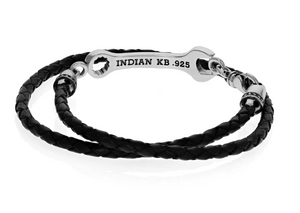 Indian Motorcycle Double Wrapped Leather Bracelet w/ Large Wrench
