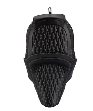 Genuine Leather Standard Reach Heated Touring Seat, Black