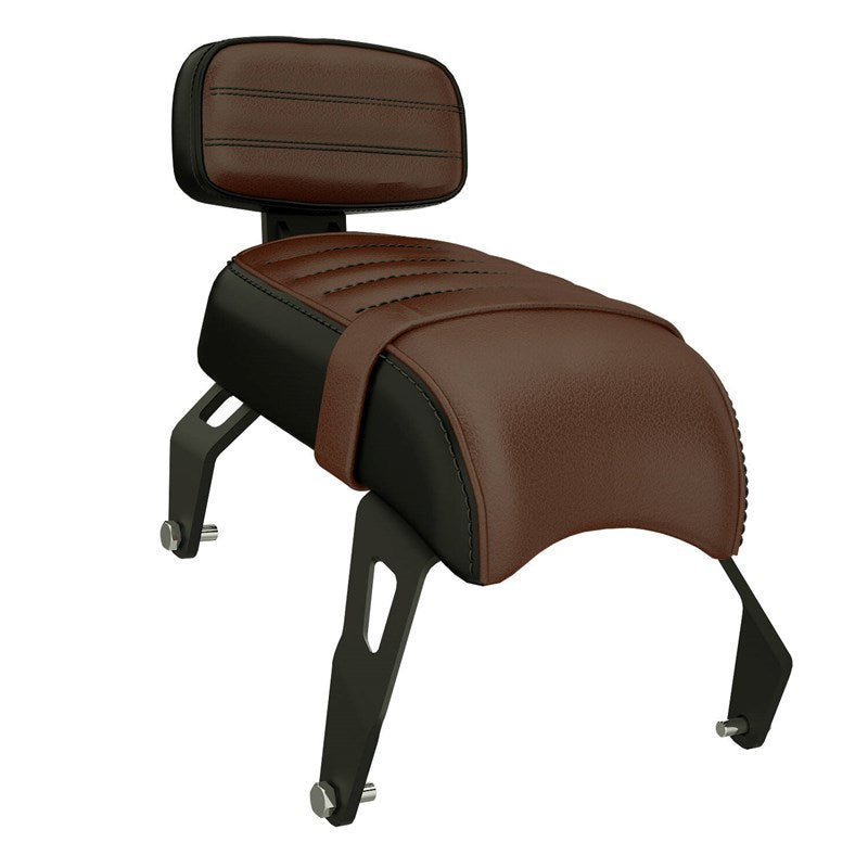 Genuine Leather Passenger Seat with Sissy Bar, Brown