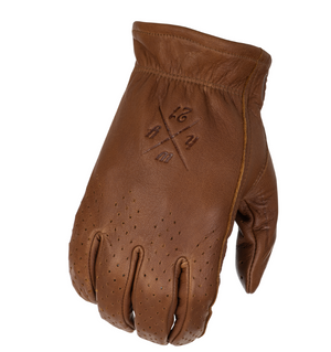 Louie Perforated Gloves-BROWN