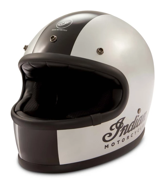 Gloss Stripe Retro Full Face Helmet, Silver