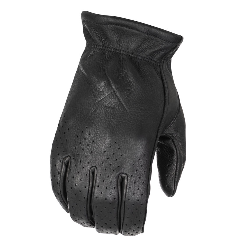 Louie Perforated Gloves-BLACK