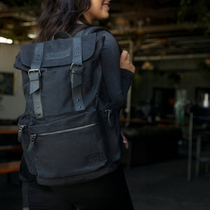 canvas leather backpack online india Waxed Rucksack 30L - Large Capacity, Genuine Leather, Waterproof, Anti-theft based backpack. Waxed Canvas Backpack, Black