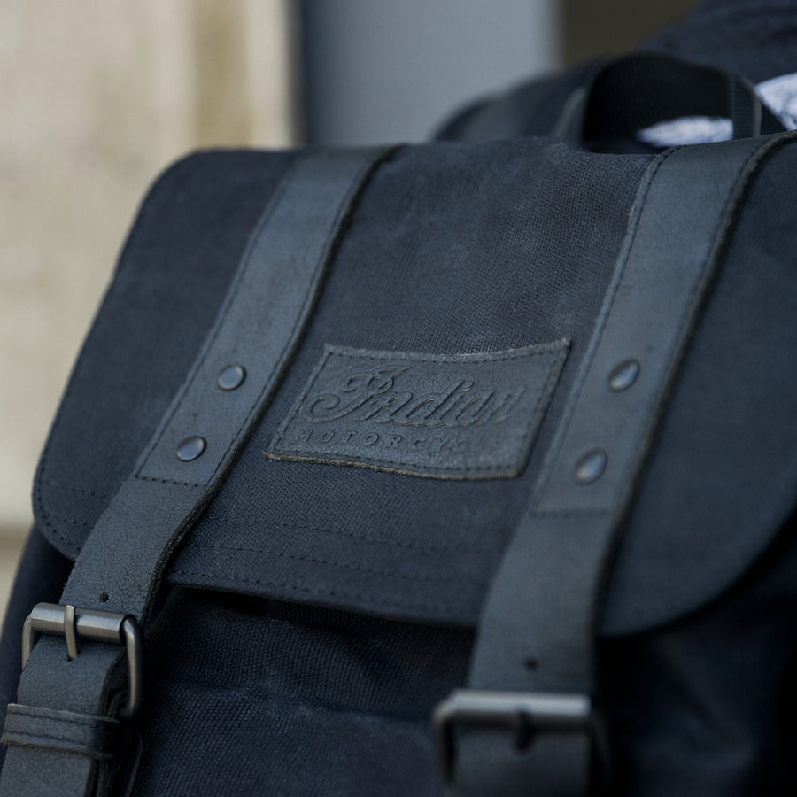 black leather canvas backpack Waxed Canvas Backpack, Black – Indian Motorcycle Orange County