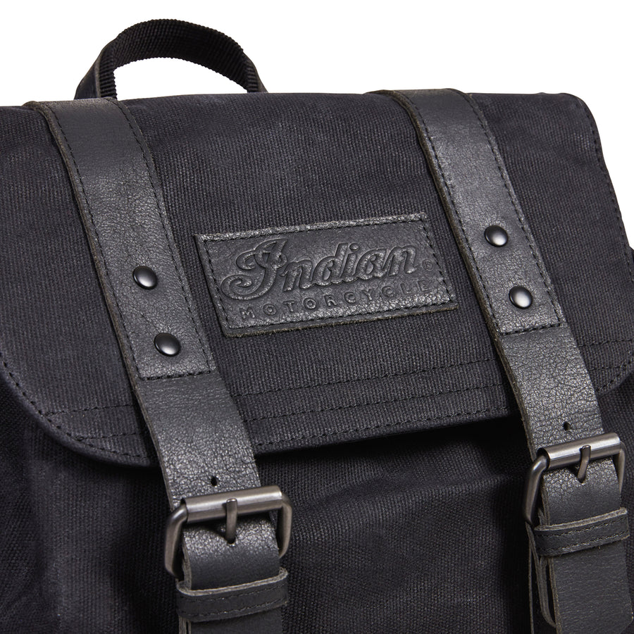 black leather backpack zippers moto Waxed Canvas Backpack, Black – Indian Motorcycle Orange County