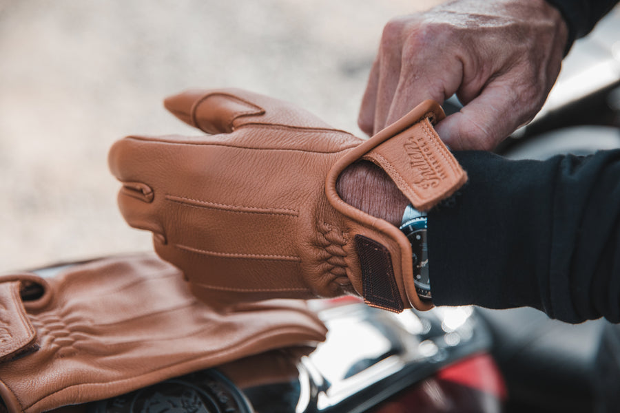 Tan Leather Motorcycle Gloves